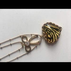Betsey Johnson Tiger Print Heart Necklace